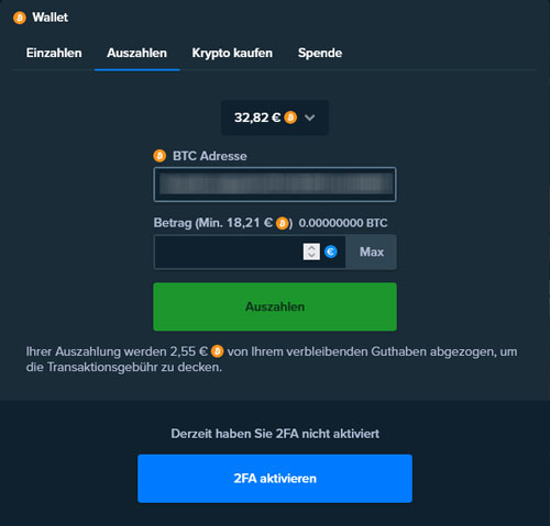 Auszahlung via Krypto