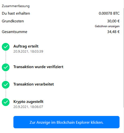 Einzahlung über Moonpay