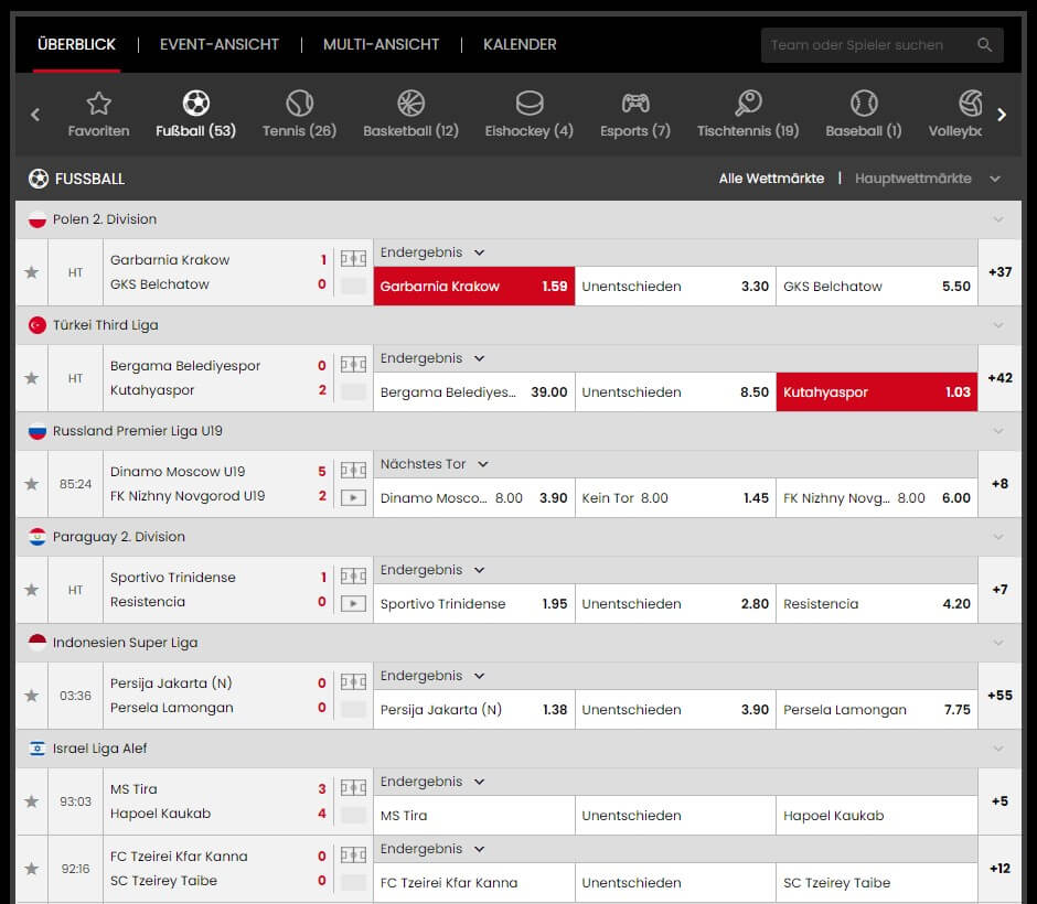 Livewetten von Select.bet