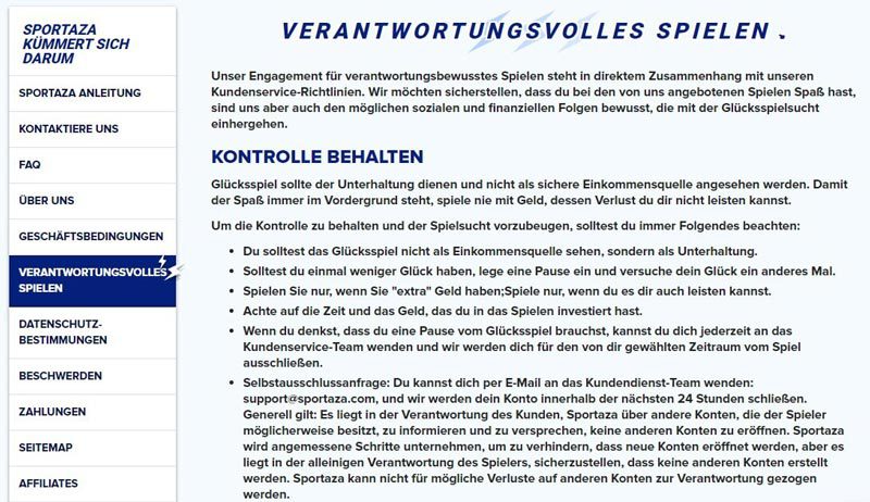 Spielerschutz von Sportaza